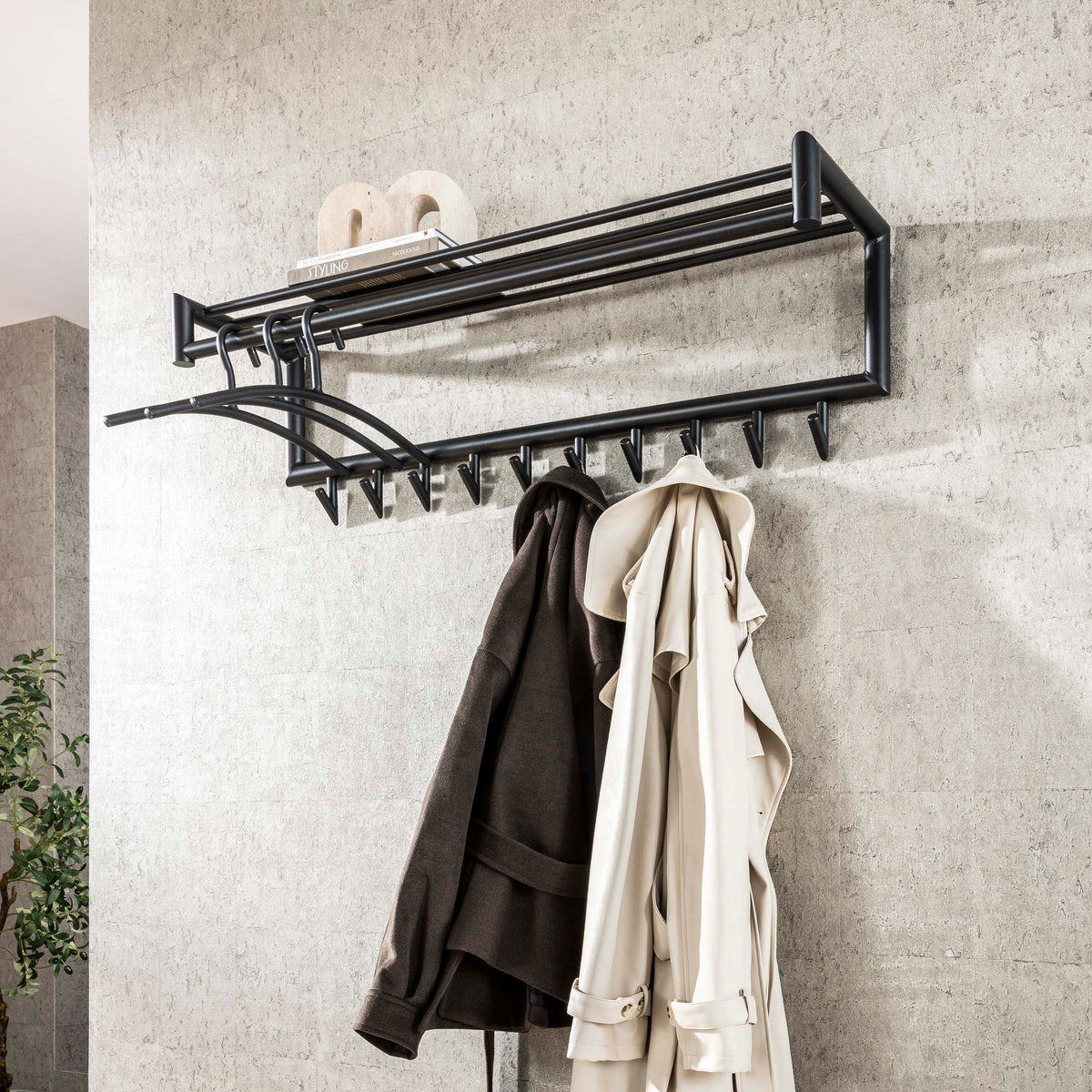 Garderobe Tubo Kleiderstange und Hutablage 10 Haken