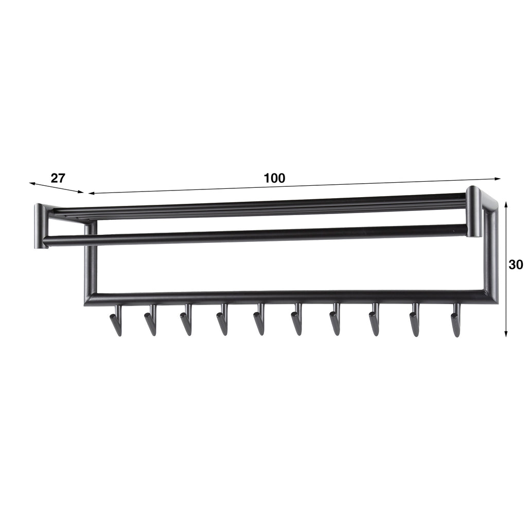 Garderobe Tubo Kleiderstange und Hutablage 10 Haken