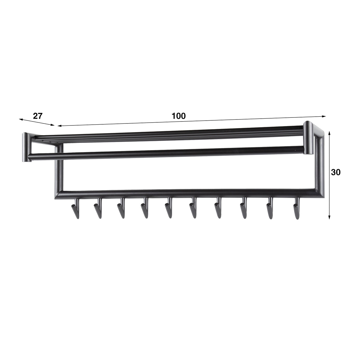 Garderobe Tubo Kleiderstange und Hutablage 10 Haken