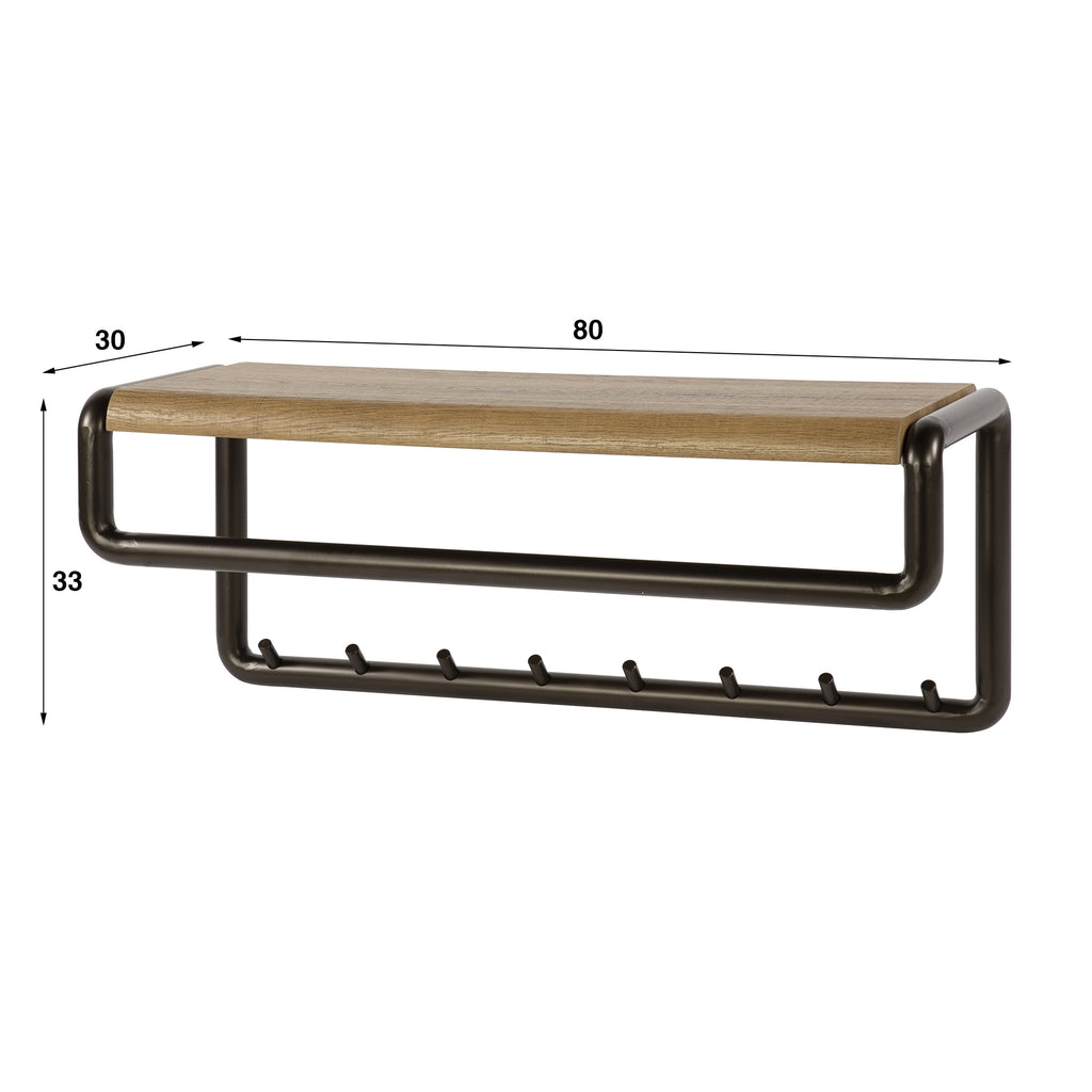 Garderobe Luno Kleiderstange und Hutablage 8 Haken