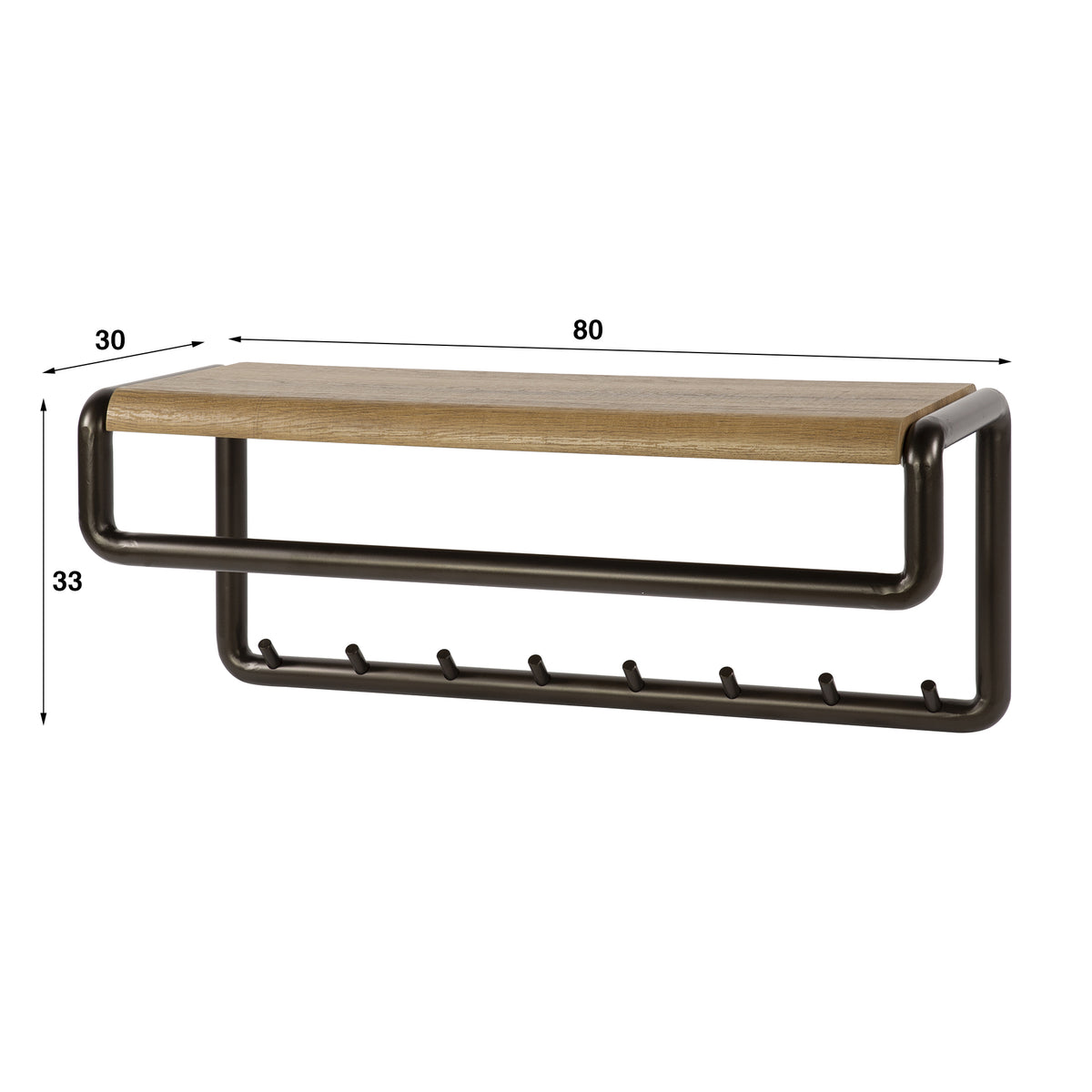 Garderobe Luno Kleiderstange und Hutablage 8 Haken