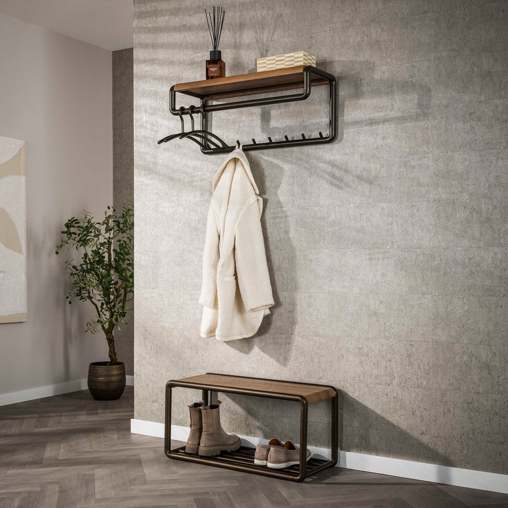 Garderobe Luno Kleiderstange und Hutablage 8 Haken