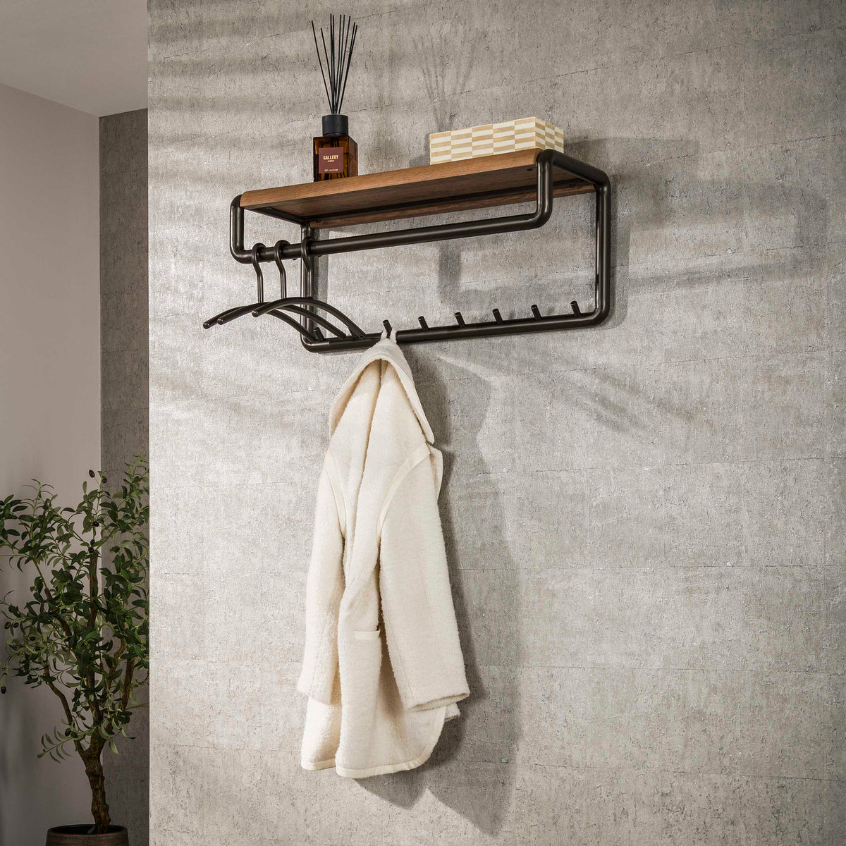 Garderobe Luno Kleiderstange und Hutablage 8 Haken