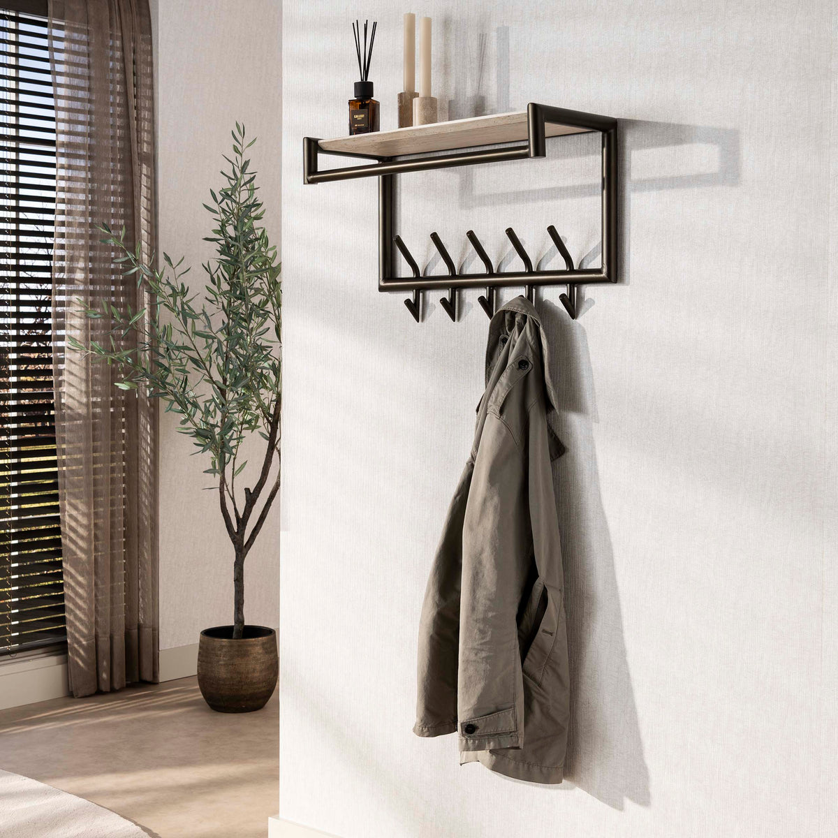 Garderobe Terra Kleiderstange und Hutablage 2x5 Haken