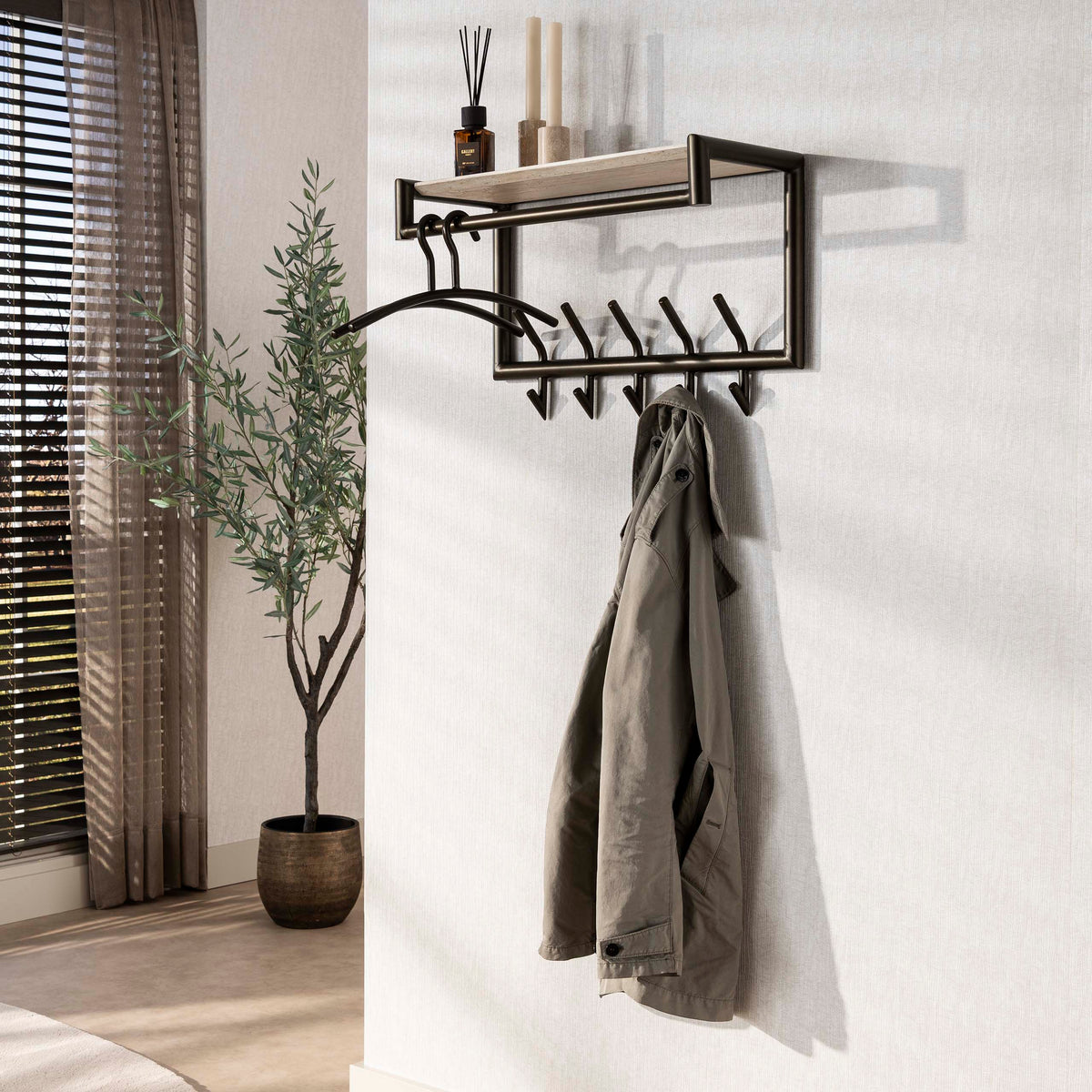 Garderobe Terra Kleiderstange und Hutablage 2x5 Haken