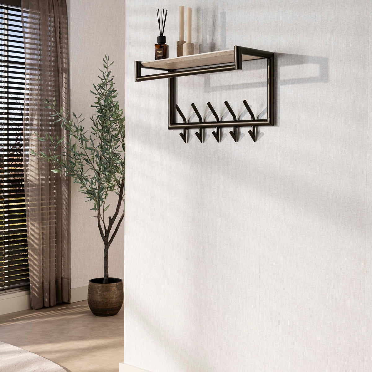 Garderobe Terra Kleiderstange und Hutablage 2x5 Haken