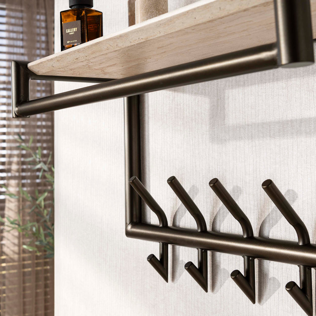 Garderobe Terra Kleiderstange und Hutablage 2x5 Haken