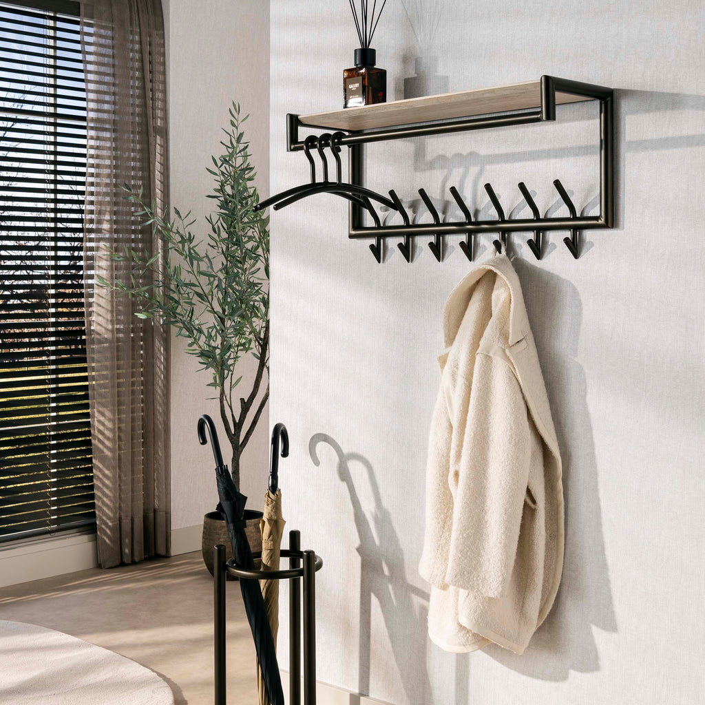 Garderobe Terra Kleiderstange und Hutablage 2x7 Haken
