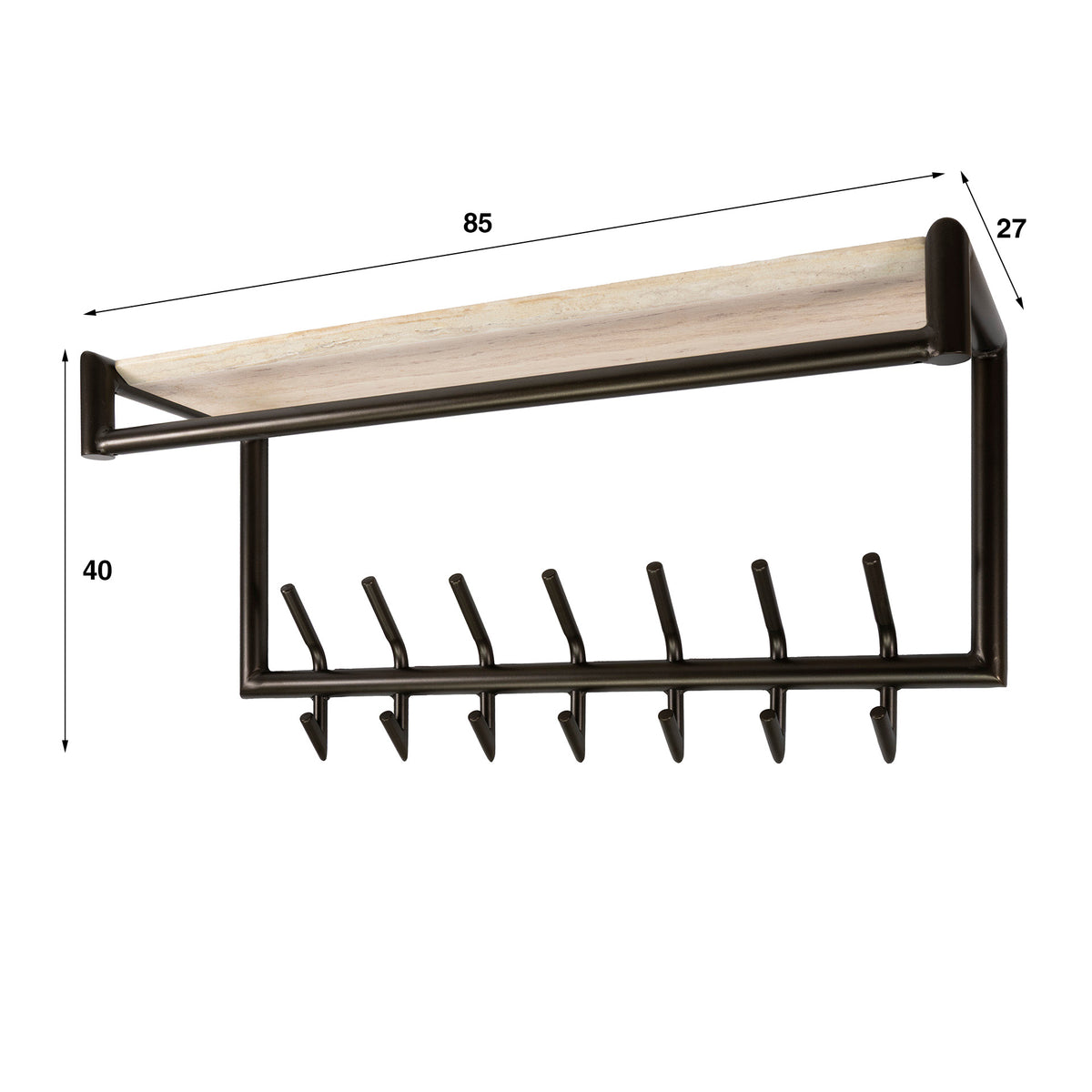 Garderobe Terra Kleiderstange und Hutablage 2x7 Haken