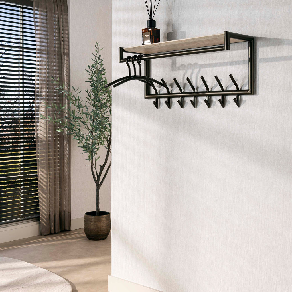 Garderobe Terra Kleiderstange und Hutablage 2x7 Haken