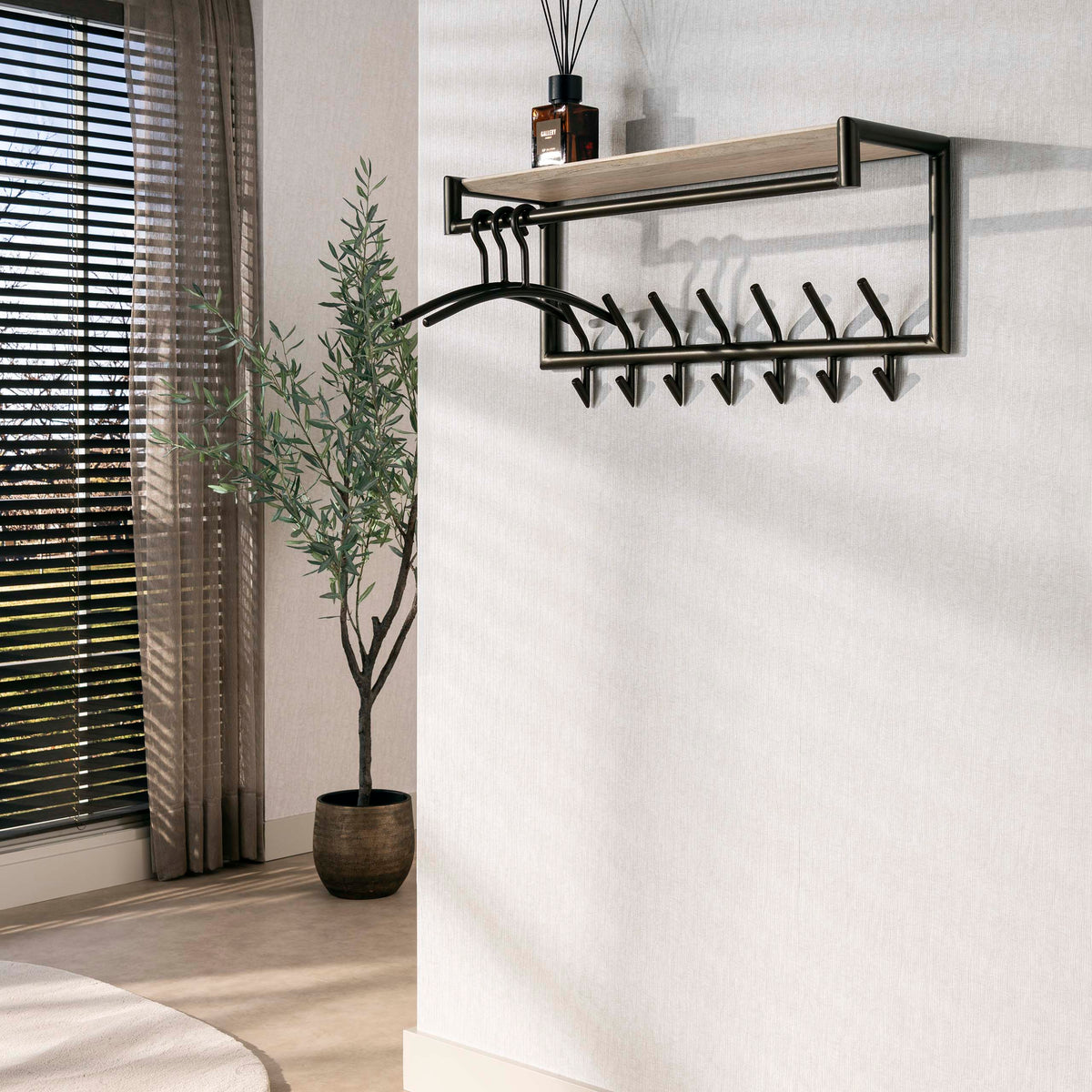 Garderobe Terra Kleiderstange und Hutablage 2x7 Haken