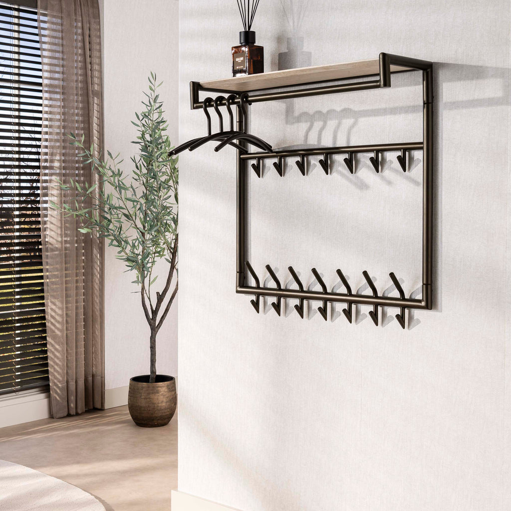 Garderobe Terra hoch Kleiderstange und Hutablage 3x7 Haken