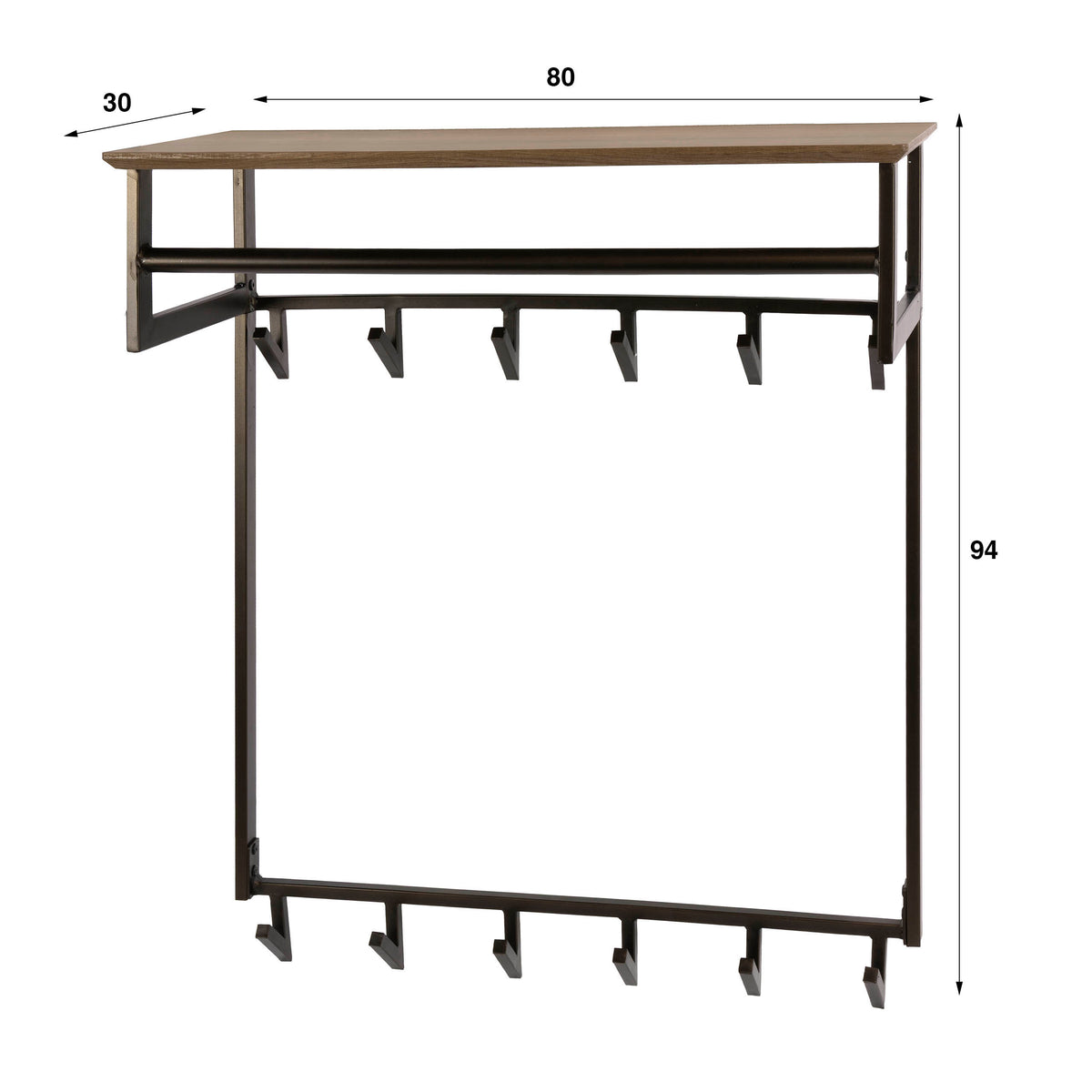 Garderobe Bruno hoch 2x6 Haken