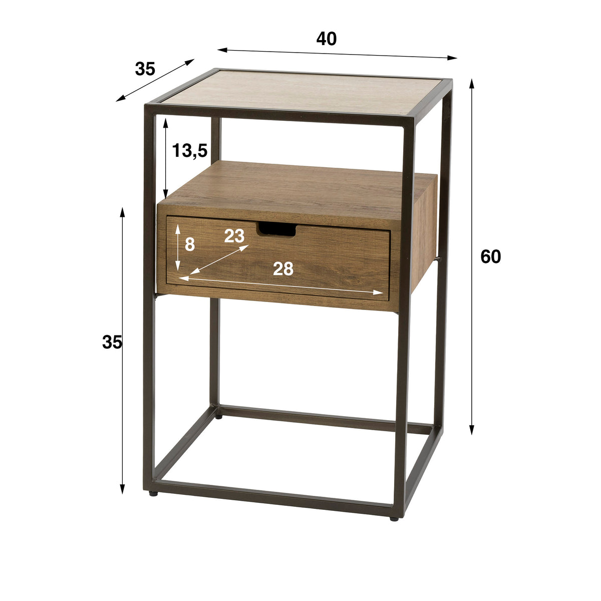 Nachttisch Cassetto, 1 Schublade