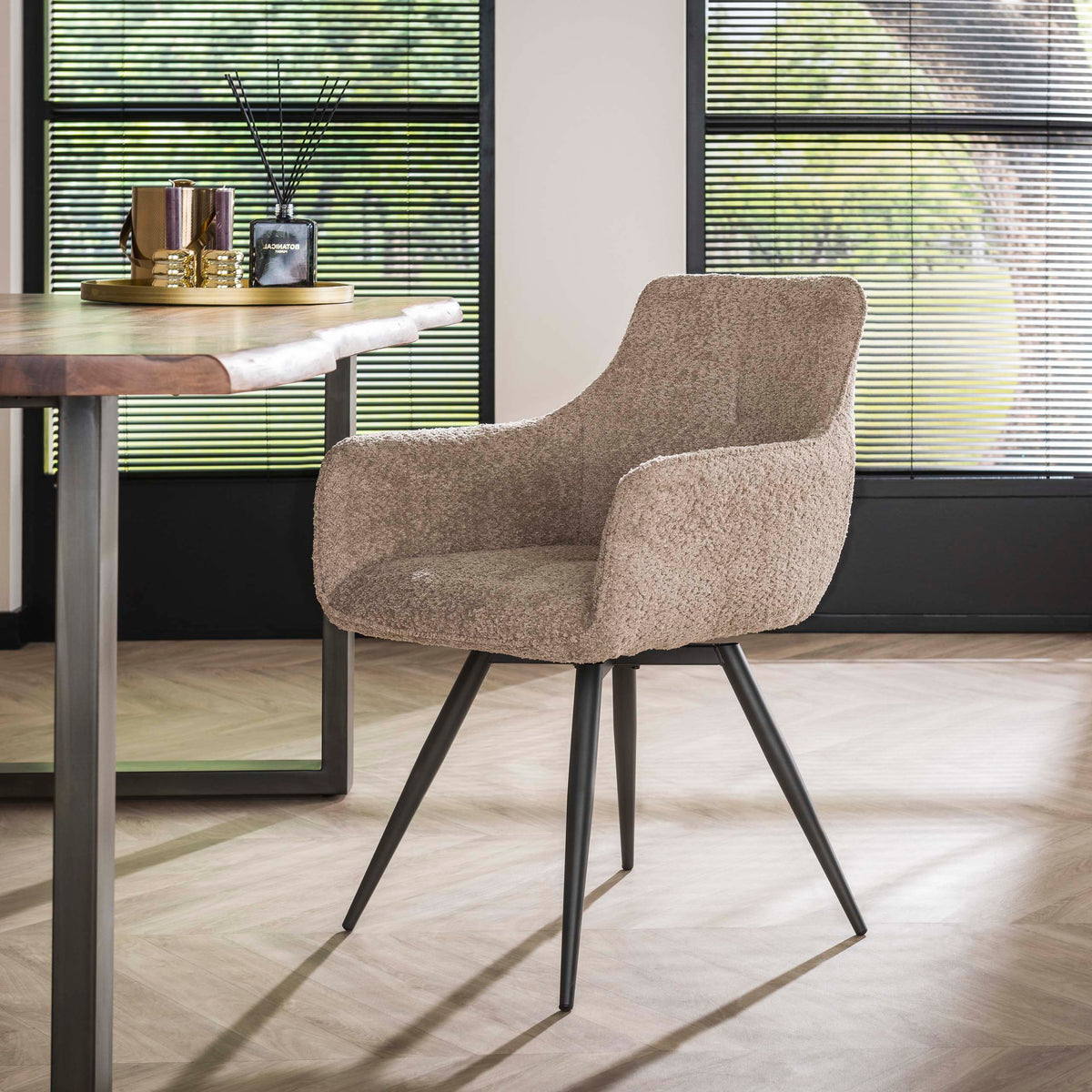 Armlehnstuhl Bouclé drehbar 2er-Pack