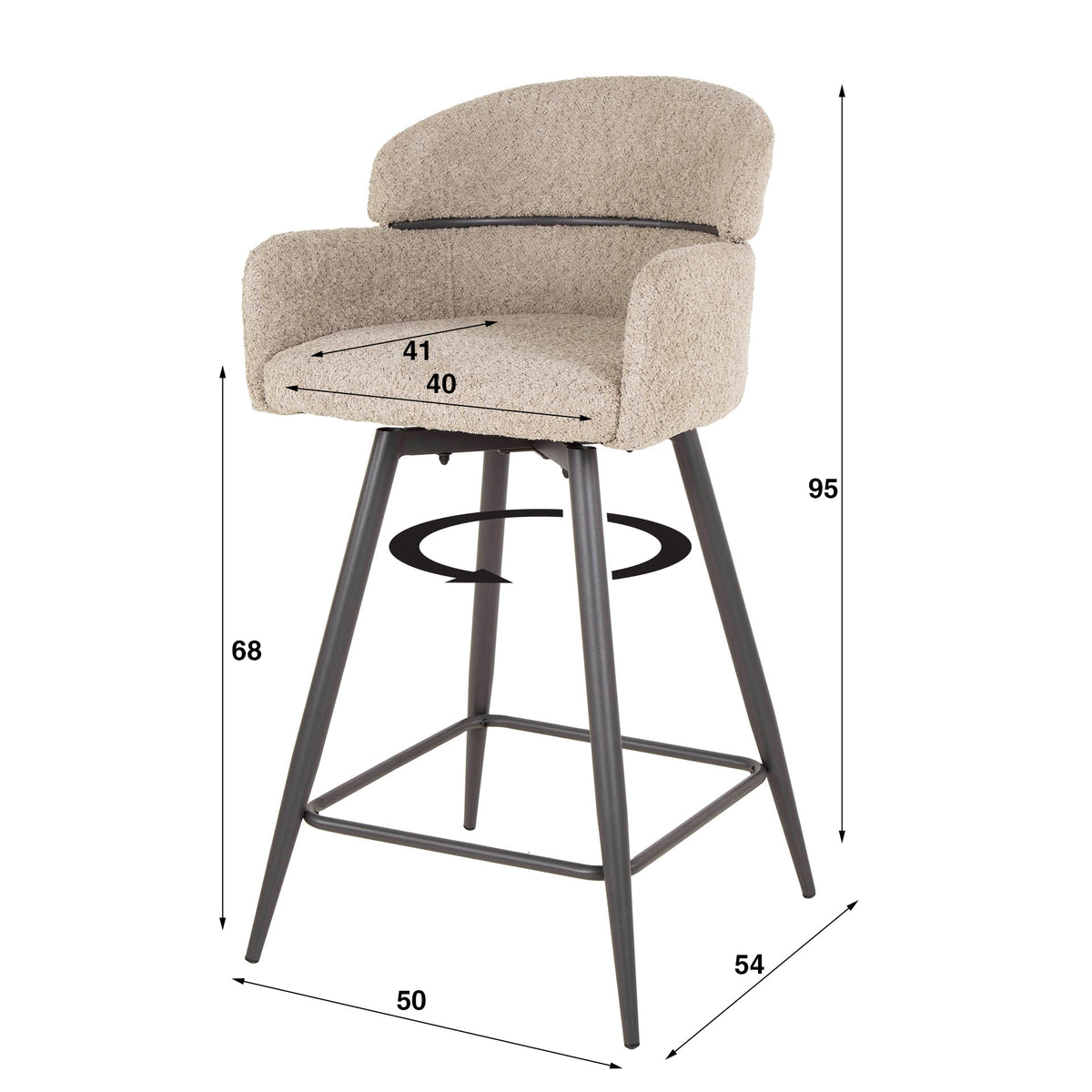 Barstuhl Curva, drehbar 2-Pack