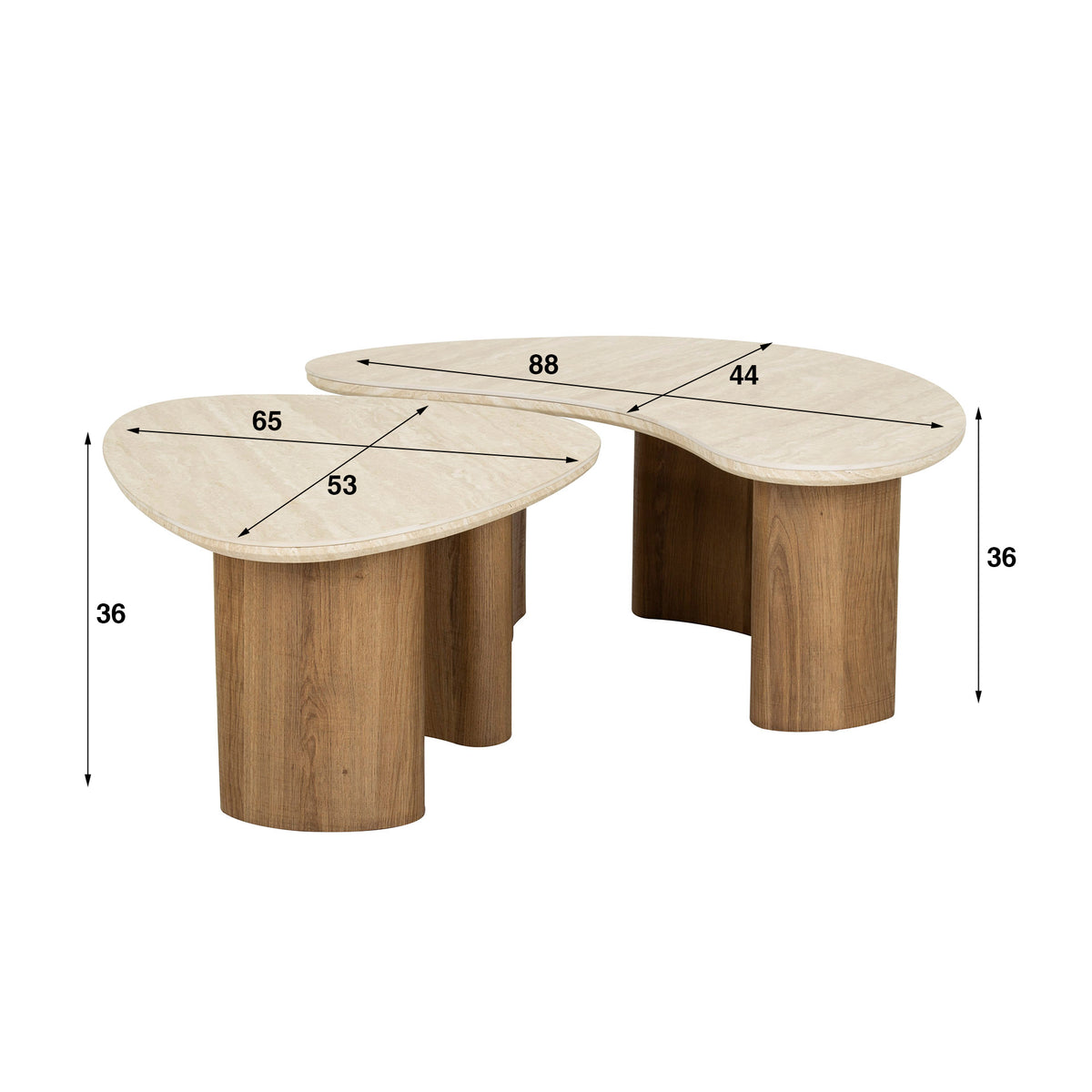 Couchtisch Romano, organisch, 2er-Set