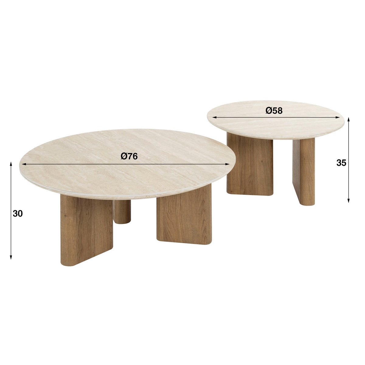 Couchtisch Romano rund 2er-Set