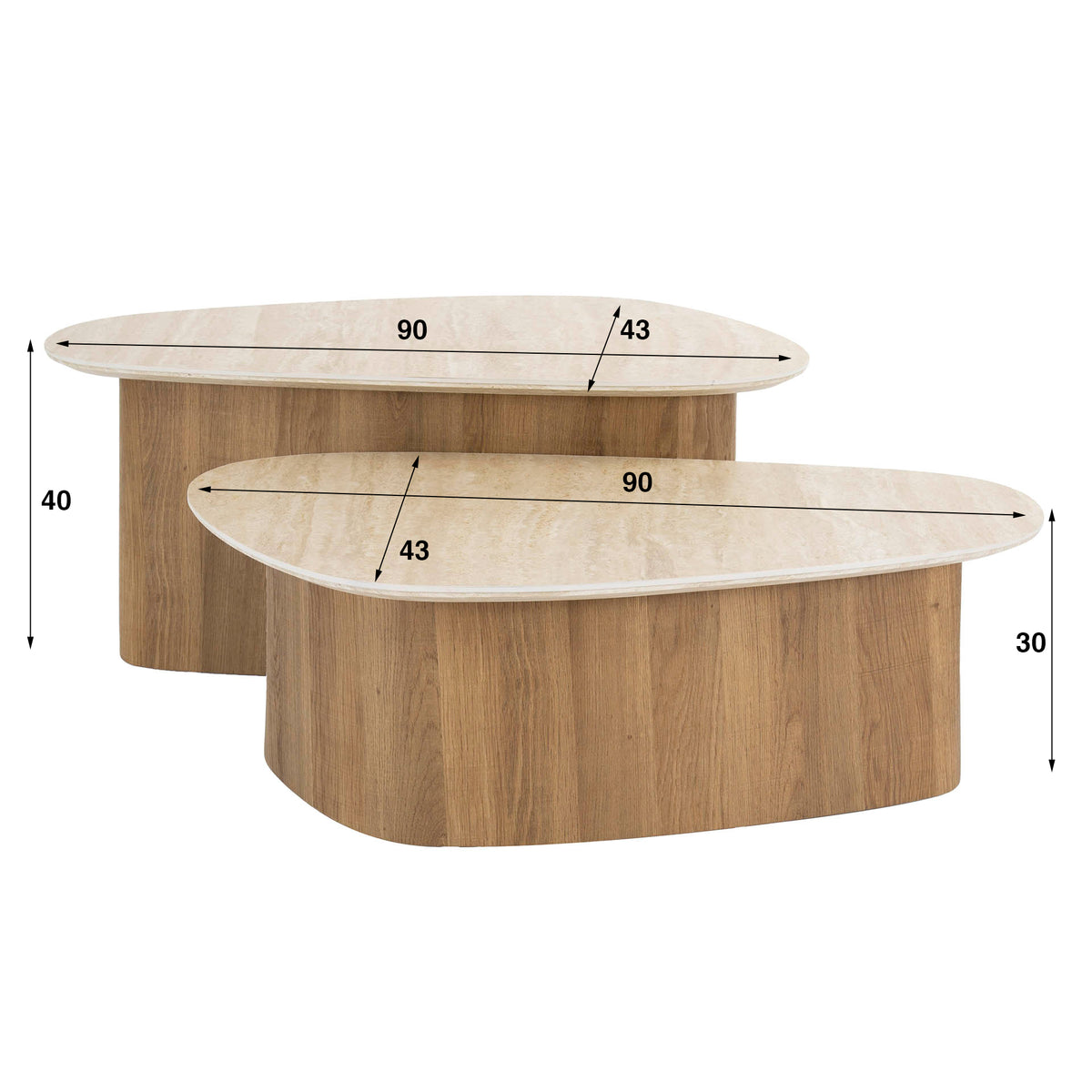 Couchtisch Romano dreieckig, 2er-Set