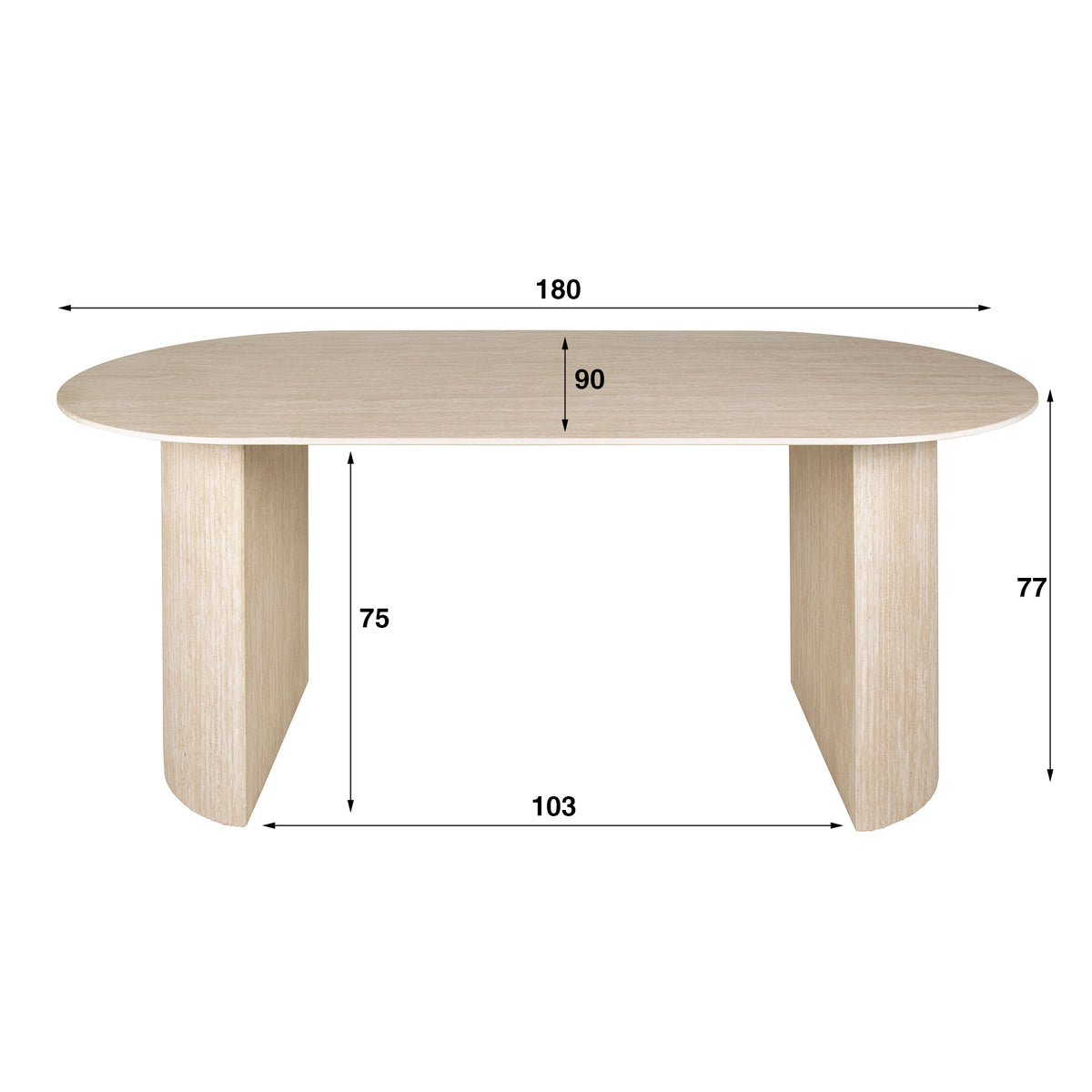 Esstisch Romano Arch flach oval 180cm