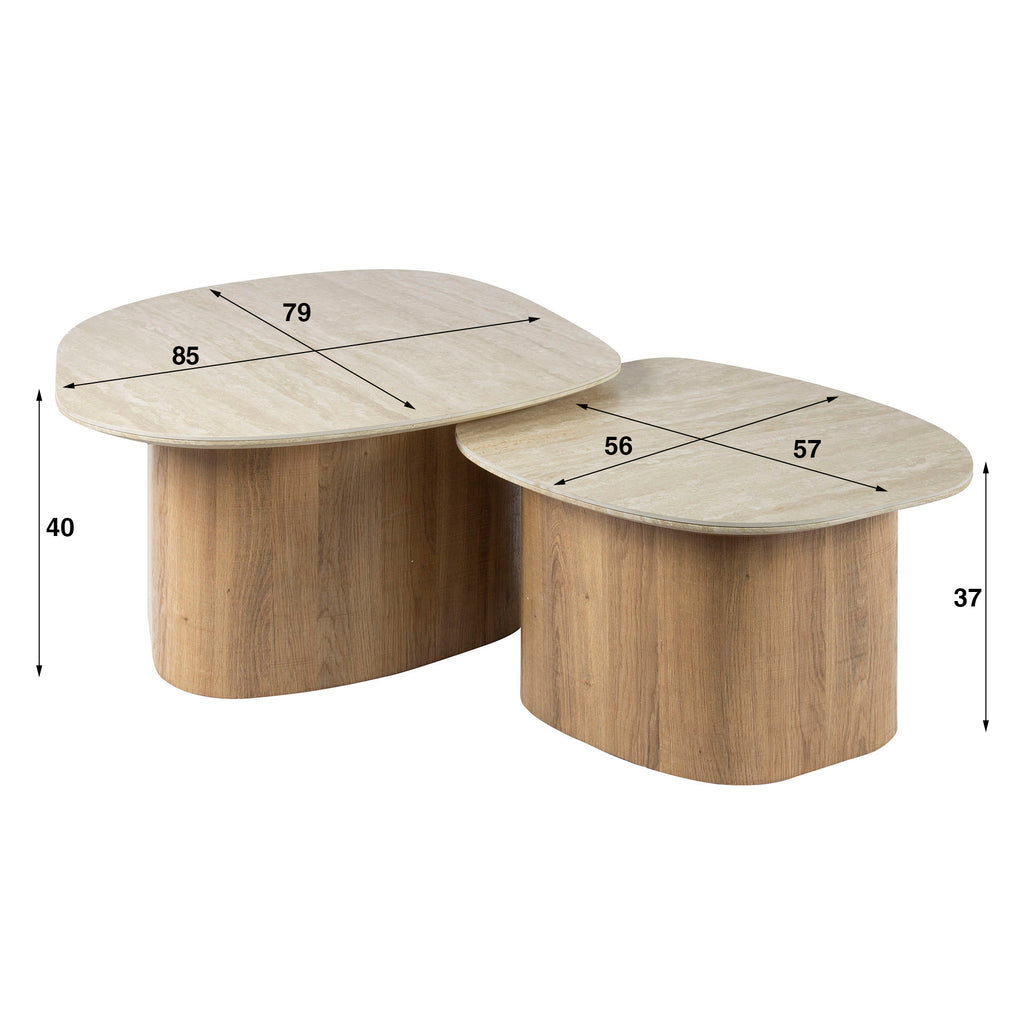 Couchtisch Romano Kiesel Set aus 2