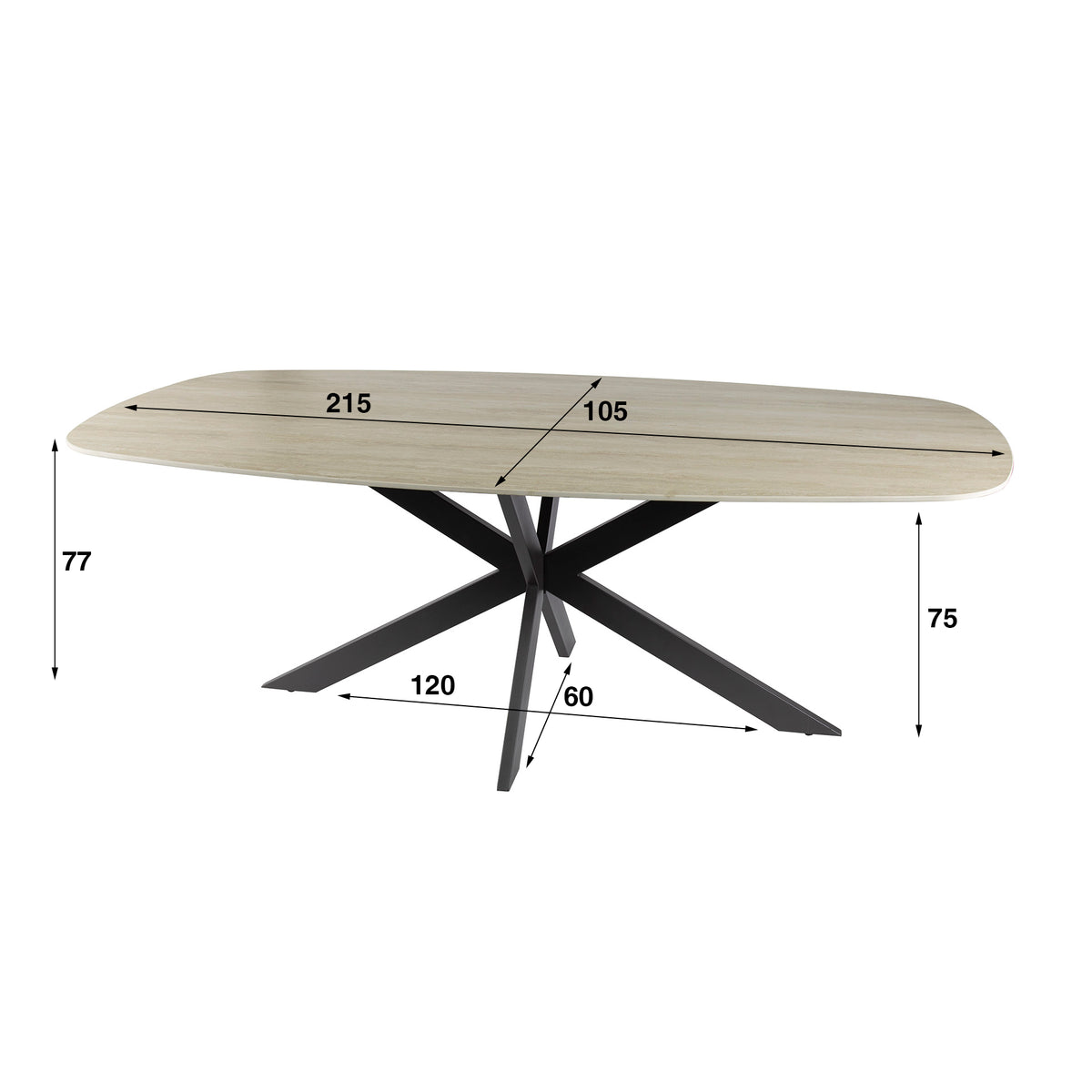 Esstisch Romano Cross dänisch oval 215 cm