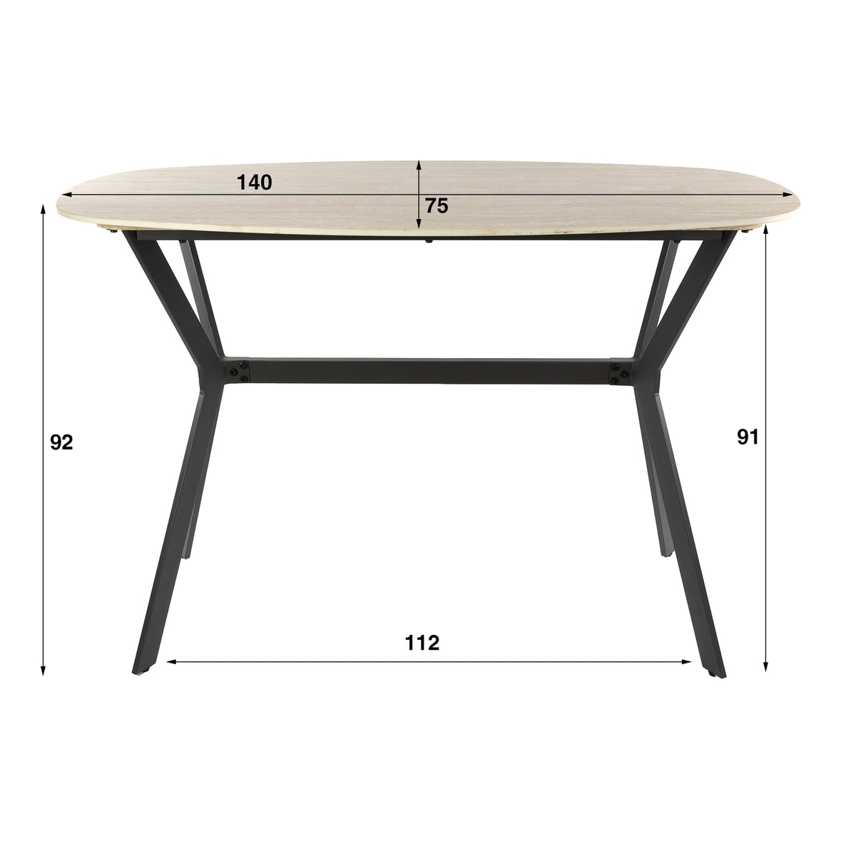 Bartisch Romano dänisch oval 140 cm