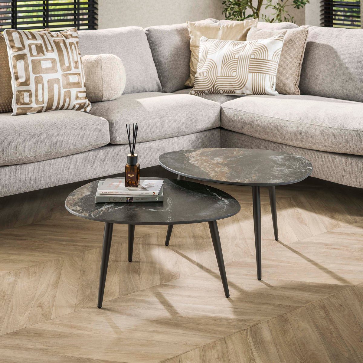 Couchtisch Fossil organisch 2er-Set