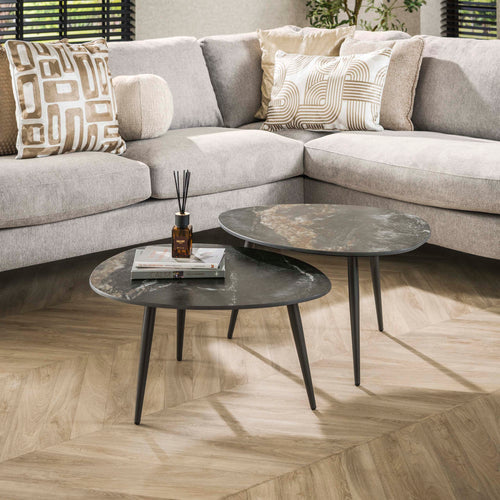Couchtisch Fossil organisch 2er-Set