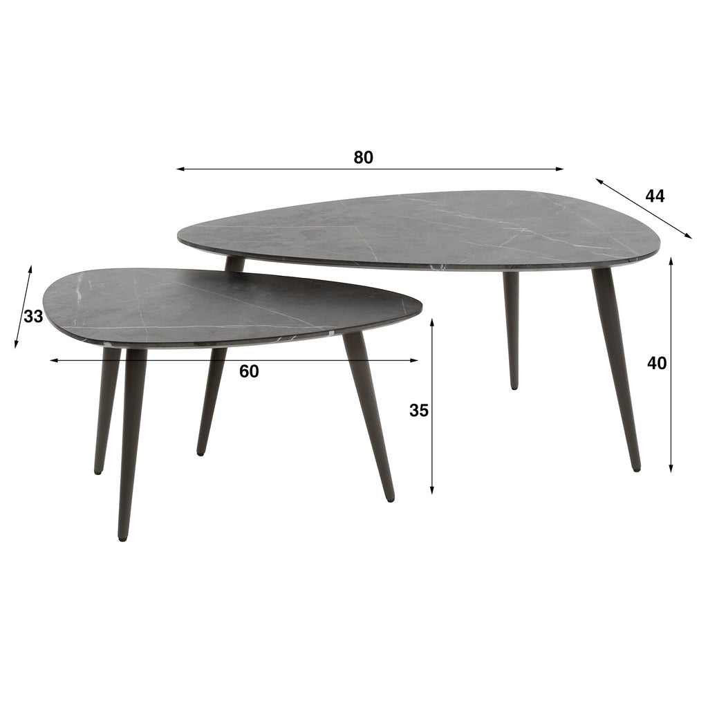 Couchtisch Onyx birnenförmig Set aus 2