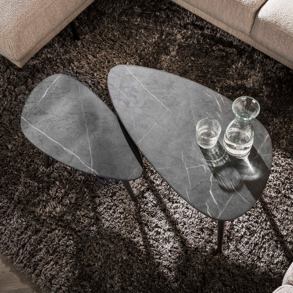 Couchtisch Onyx birnenförmig Set aus 2