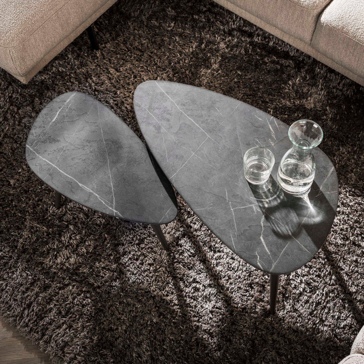 Couchtisch Onyx birnenförmig 2er-Set