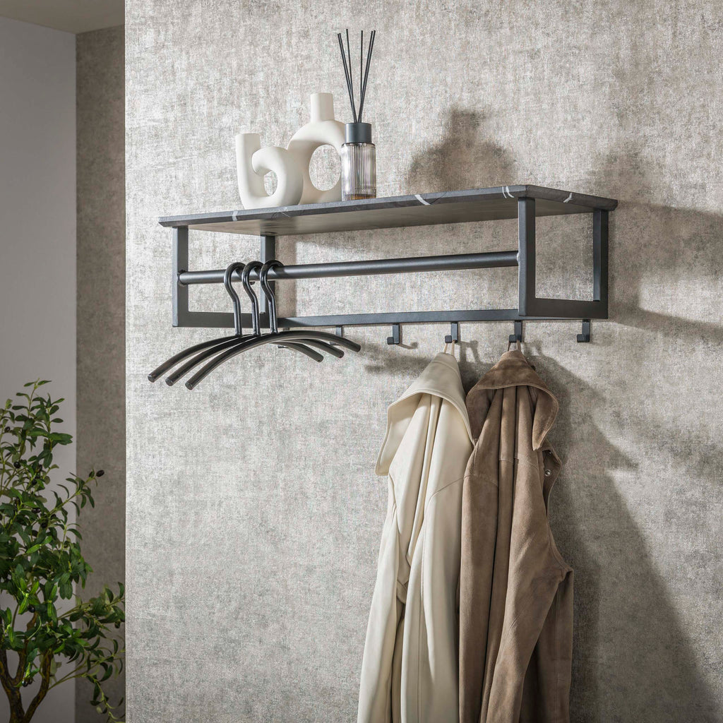 Garderobe Tenaro: Kleiderstange und Hutablage, 6 Haken