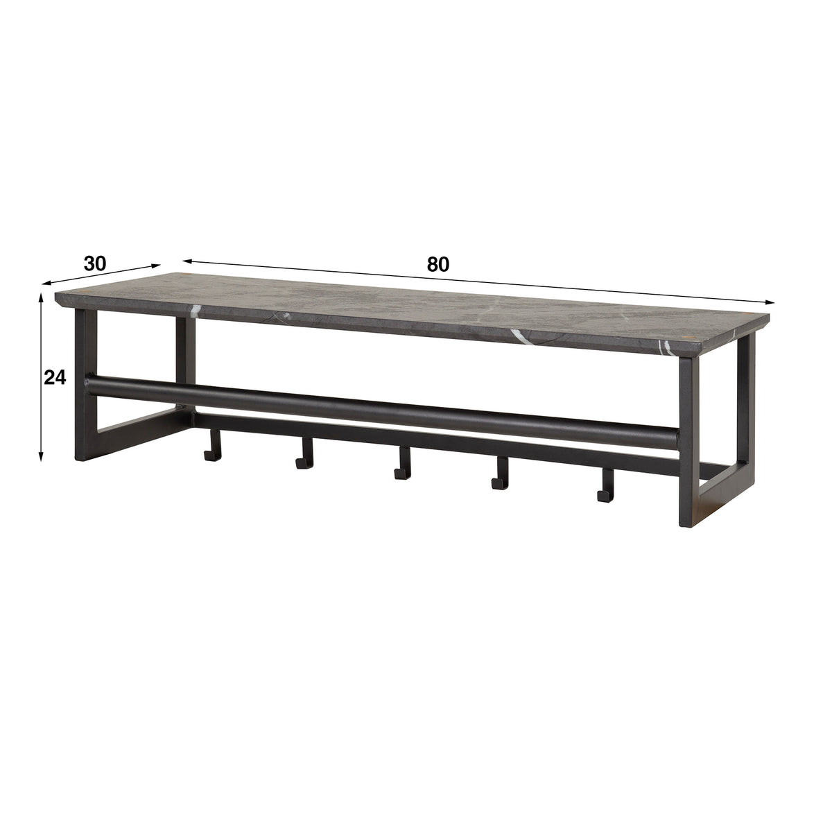 Garderobe Tenaro: Kleiderstange und Hutablage, 6 Haken