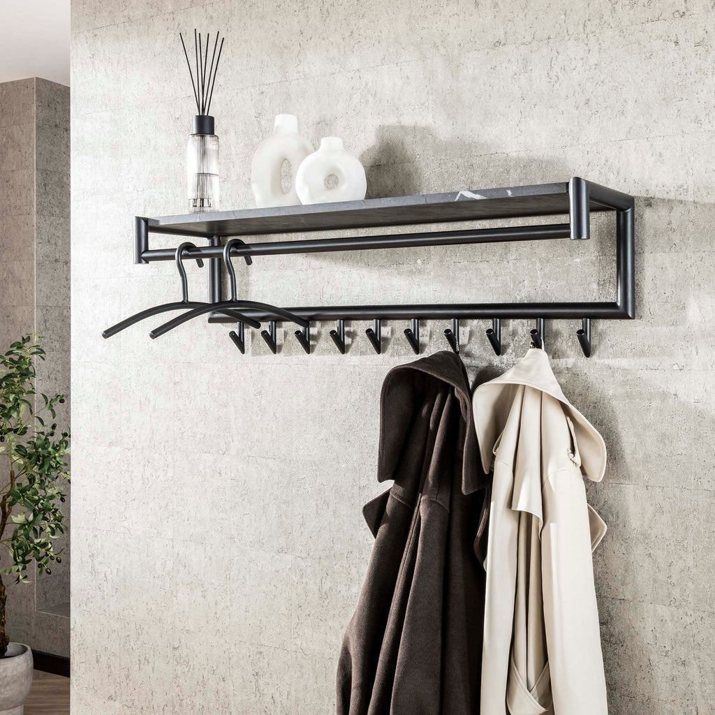 Garderobe Tenaro Kleiderstange und Hutablage 10 Haken