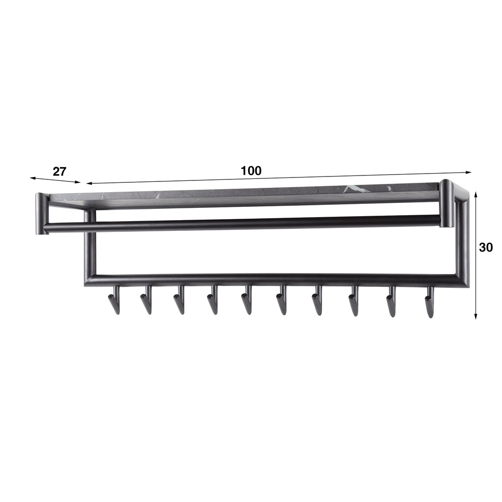 Garderobe Tenaro Kleiderstange und Hutablage 10 Haken