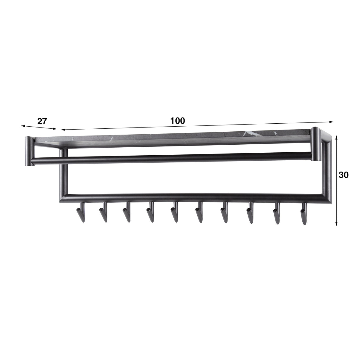 Garderobe Tenaro Kleiderstange und Hutablage 10 Haken