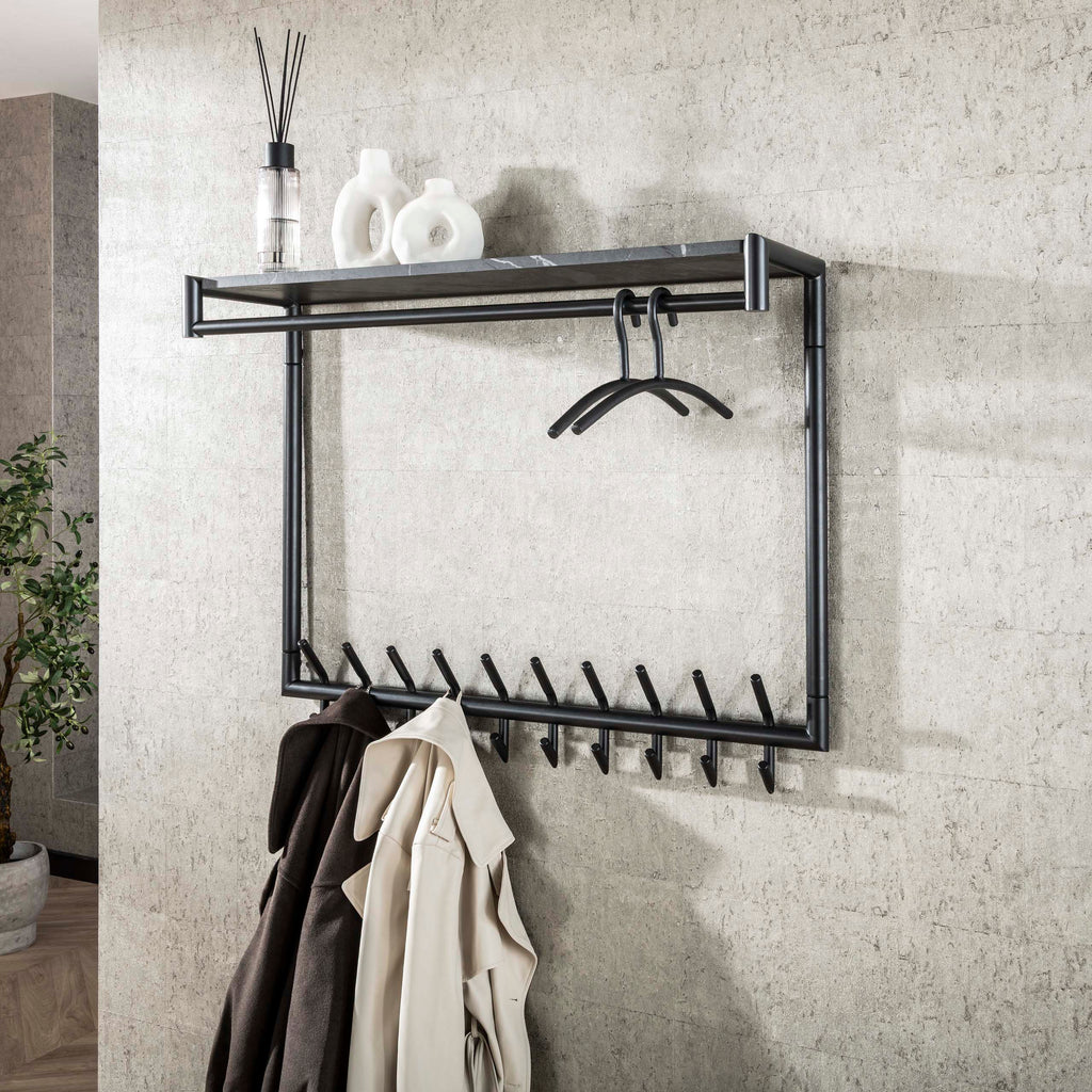 Garderobe Tenaro hoch mit Kleiderstange und Hutablage 2x10 Haken