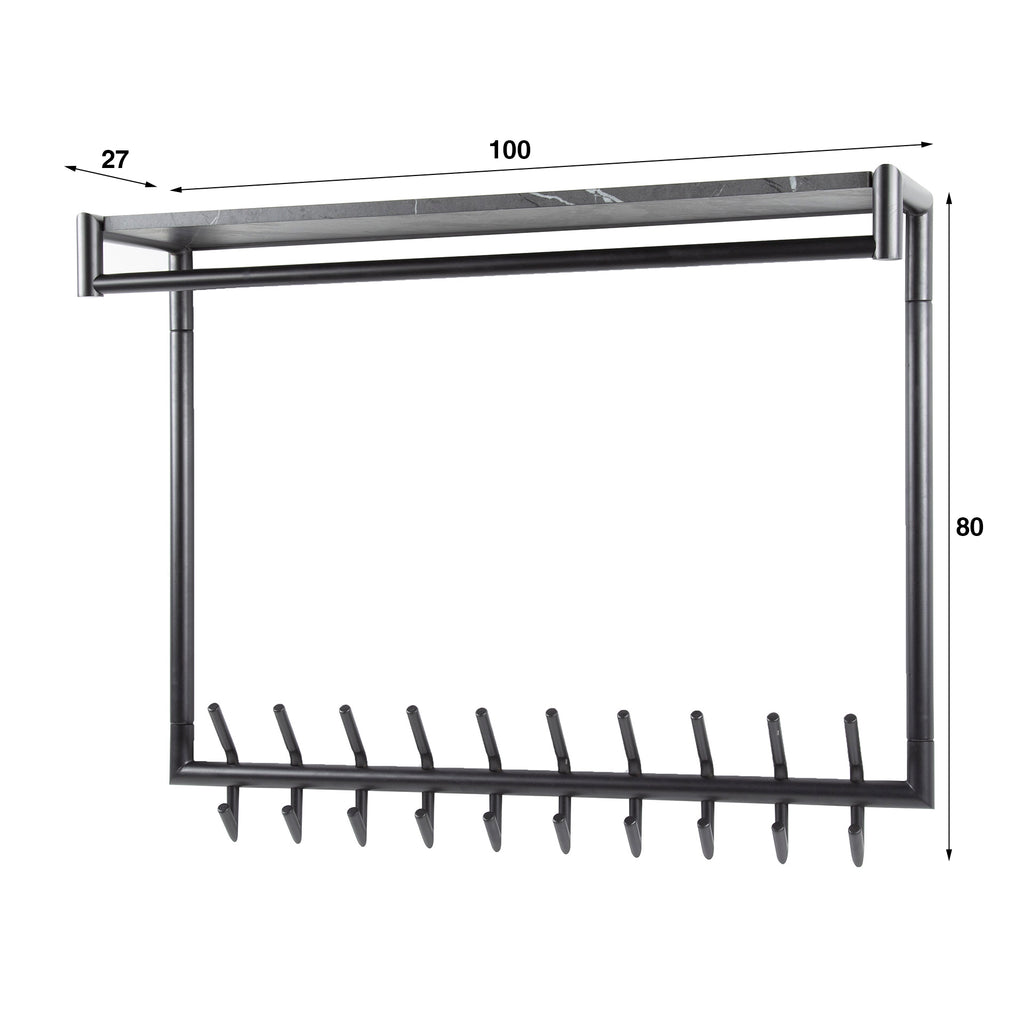 Garderobe Tenaro hoch mit Kleiderstange und Hutablage 2x10 Haken
