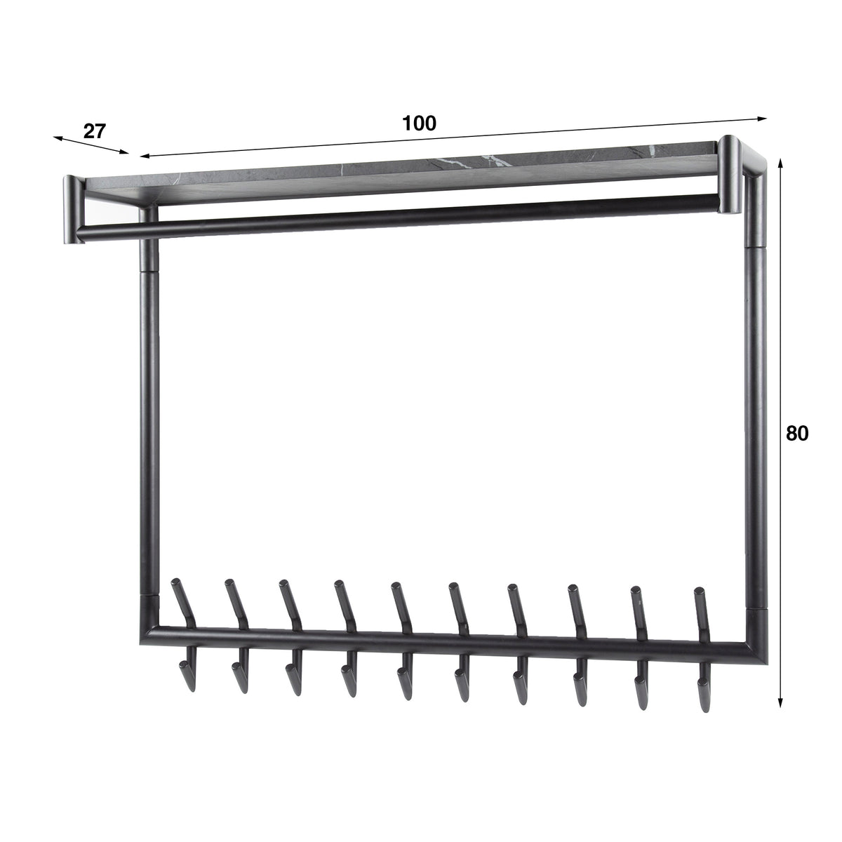 Garderobe Tenaro hoch mit Kleiderstange und Hutablage 2x10 Haken