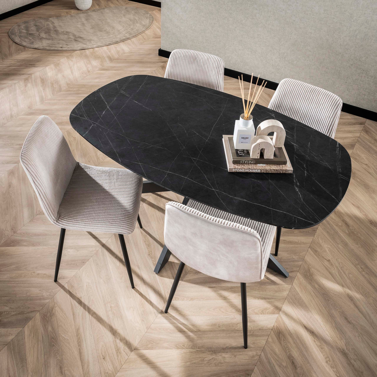 Esstisch Onyx Cross oval 150cm