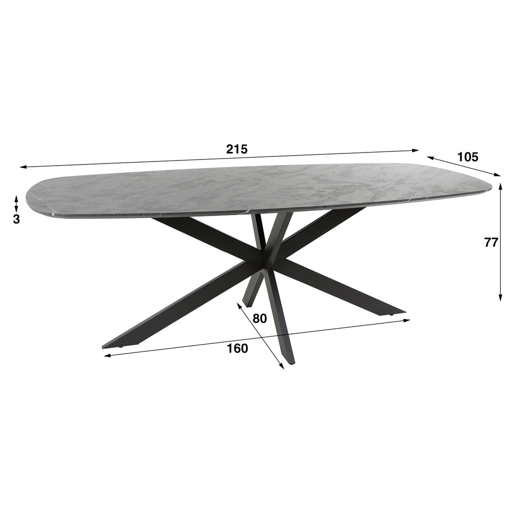 Esstisch Onyx Cross oval 215cm