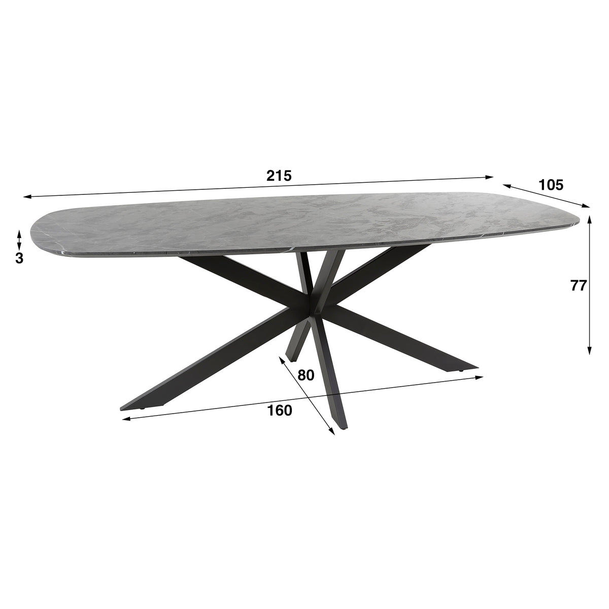 Esstisch Onyx Cross oval 215cm