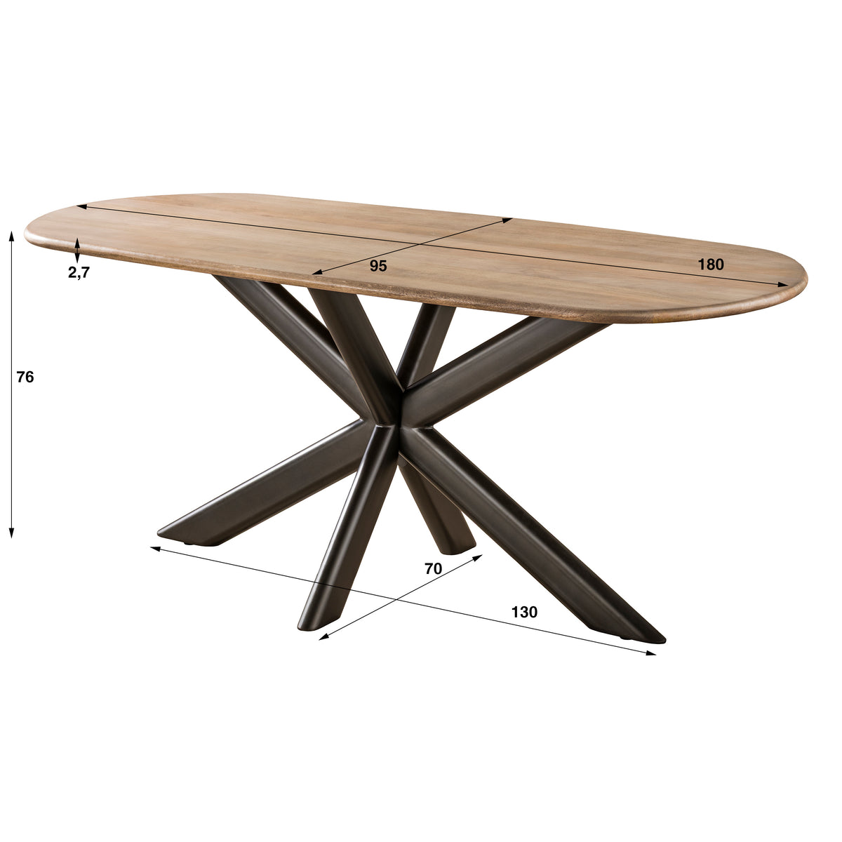 Esstisch Cliff oval 180cm