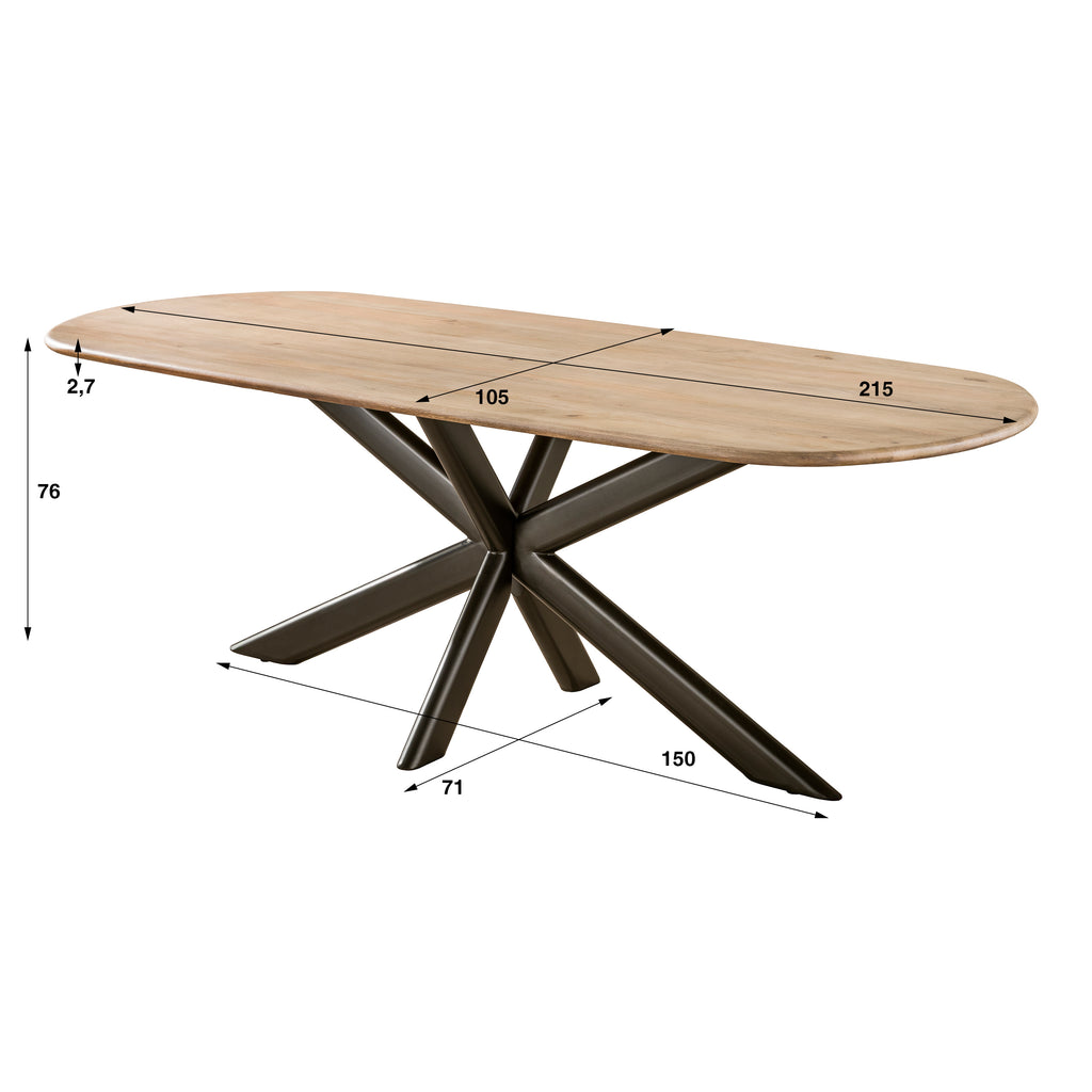 Esstisch Cliff Spinnengestell 215cm