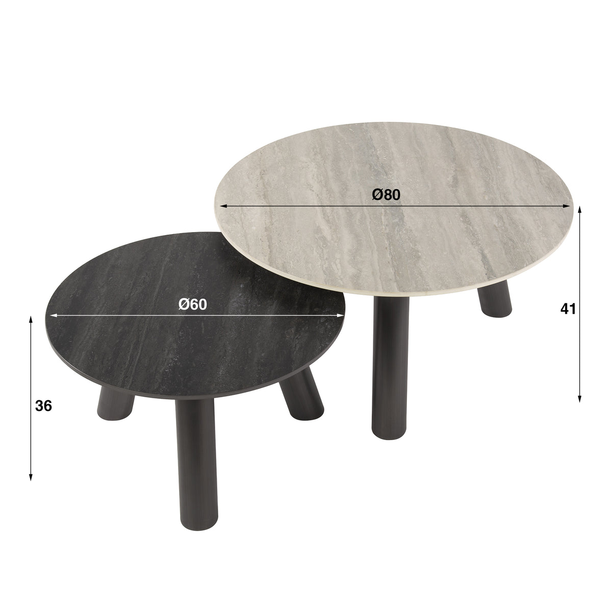 Couchtisch Twin rund 2er-Set
