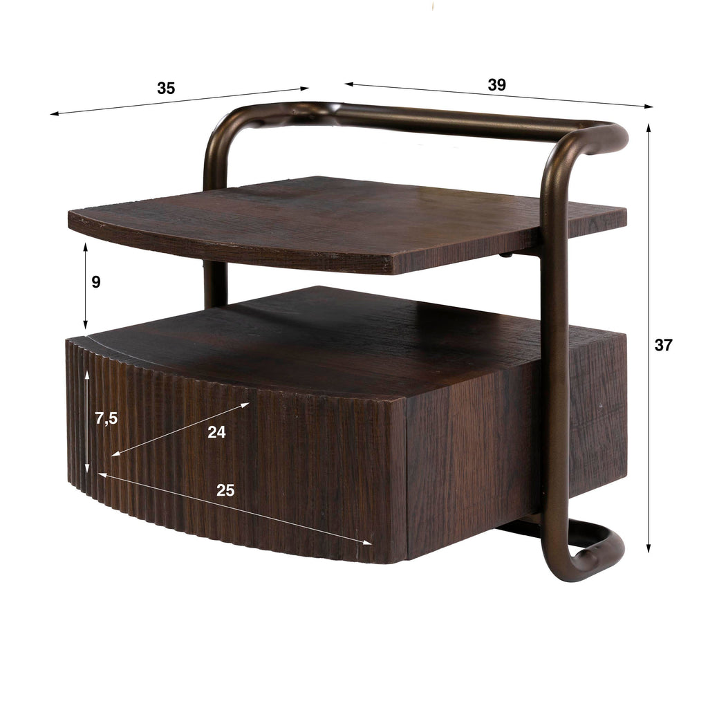Floating bedside table Bend 1 drawer