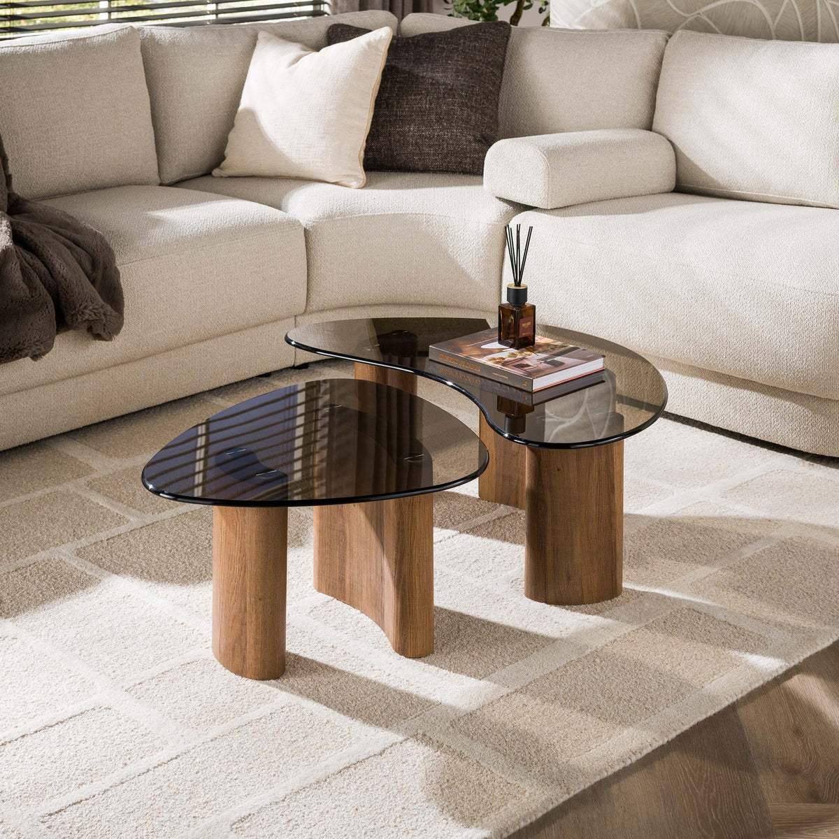 Couchtisch Tinto, organisch, 2er-Set