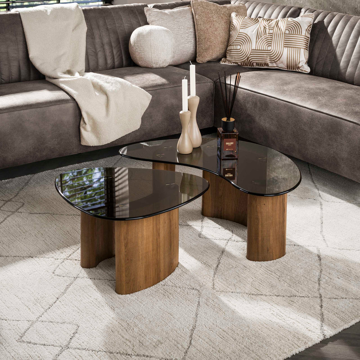 Couchtisch Tinto, organisch, 2er-Set