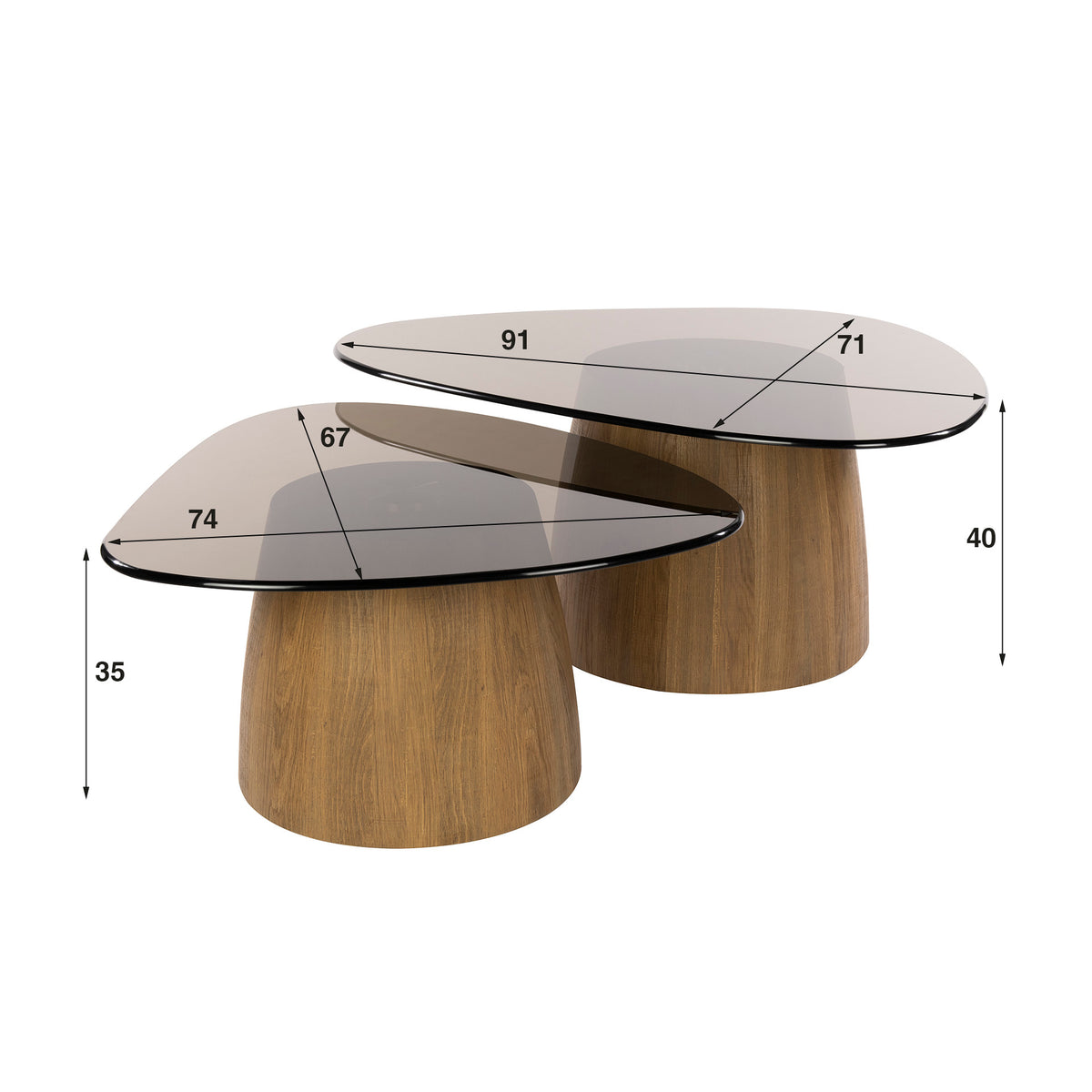 Couchtisch Tinto dreieckig 2er Set